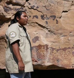 Marshall Deer explains the meaning in a prehistoric petroglyph.