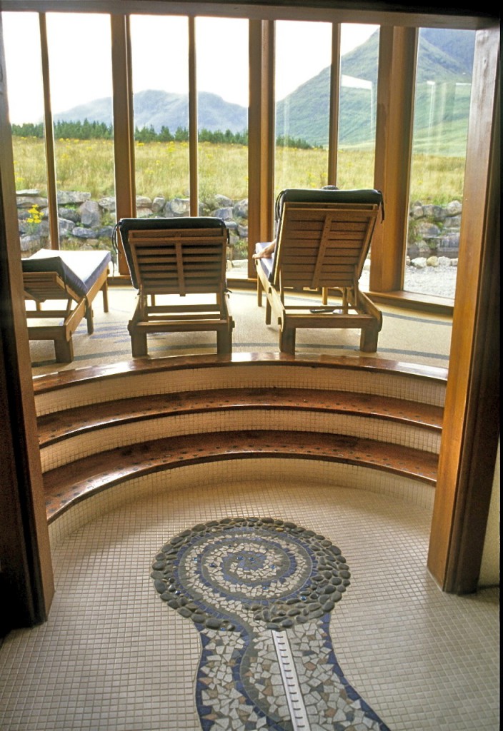 The spa's relaxing area offers views of the Connemara foothills. ©Laurel Kallenbach