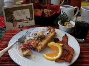 Cherry-stuffed French toast with Wisconsin smokehouse bacon and maple pecan butter was heavenly.