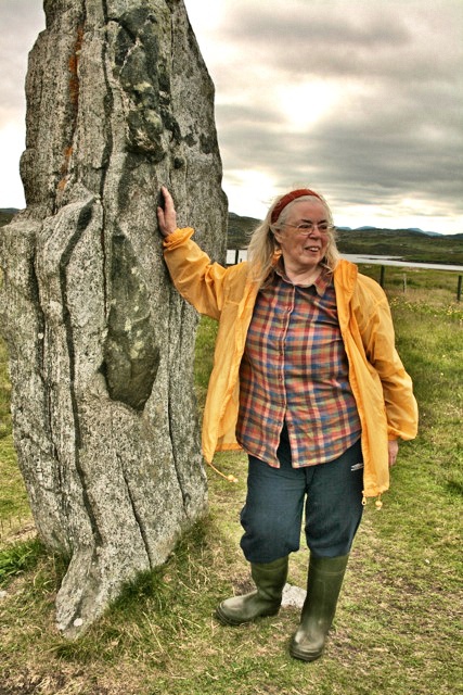 Margaret Curtis with Endstone, Callanish © Laurel Kallenbach