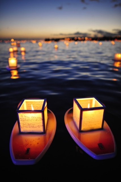 Floating lanterns are an Oahu tradition for celebrating Memorial Day in Hawaiian tradition. Photo courtesy Shinnyo-en Hawaii