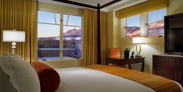 The St. Julien's rooms are sleek but earthy, and many of them feature glorious views of the Flatirons.