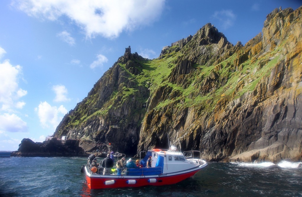 Skellig boats arriving safely after the eight-mile journey to Skellig Michael. Photo: Valerie O'Sullivan