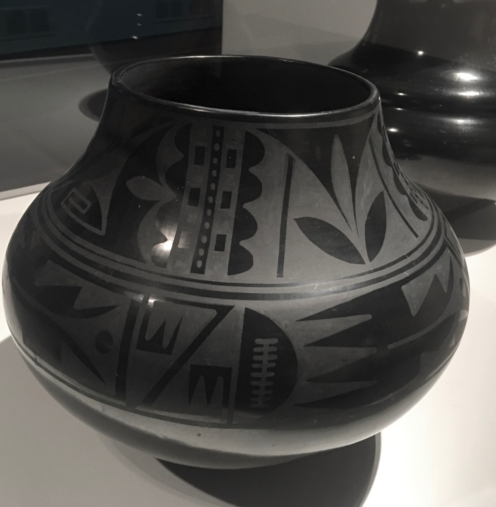 Polished blackware pottery with matte slip paint (circa 1939) by Maria and Julian Martinez. ©Laurel Kallenbach