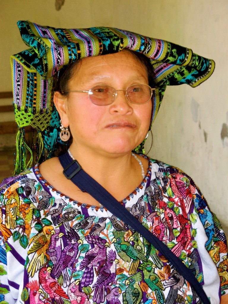 Tour guide Dolores Ratzan Pablo wears a "huipil" embroidered with Guatemalan birds. ©Laurel Kallenbach