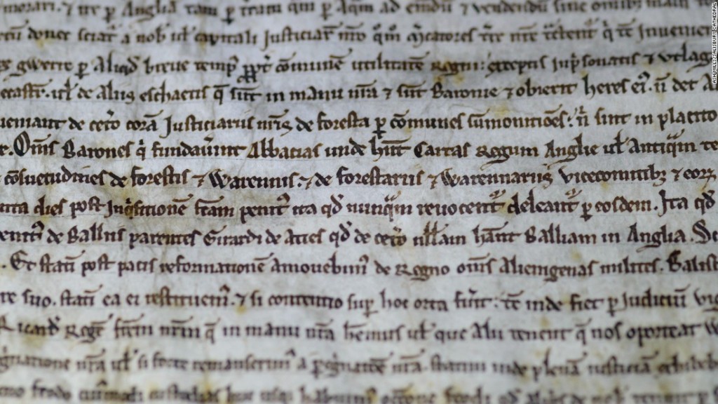 A handwritten original copy of the Magna Carta at Salisbury Cathedral. Photo courtesy Visit Wiltshire